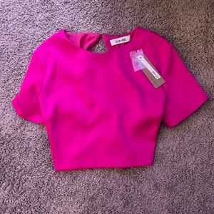 DO + BE pink crop top with tie back size large